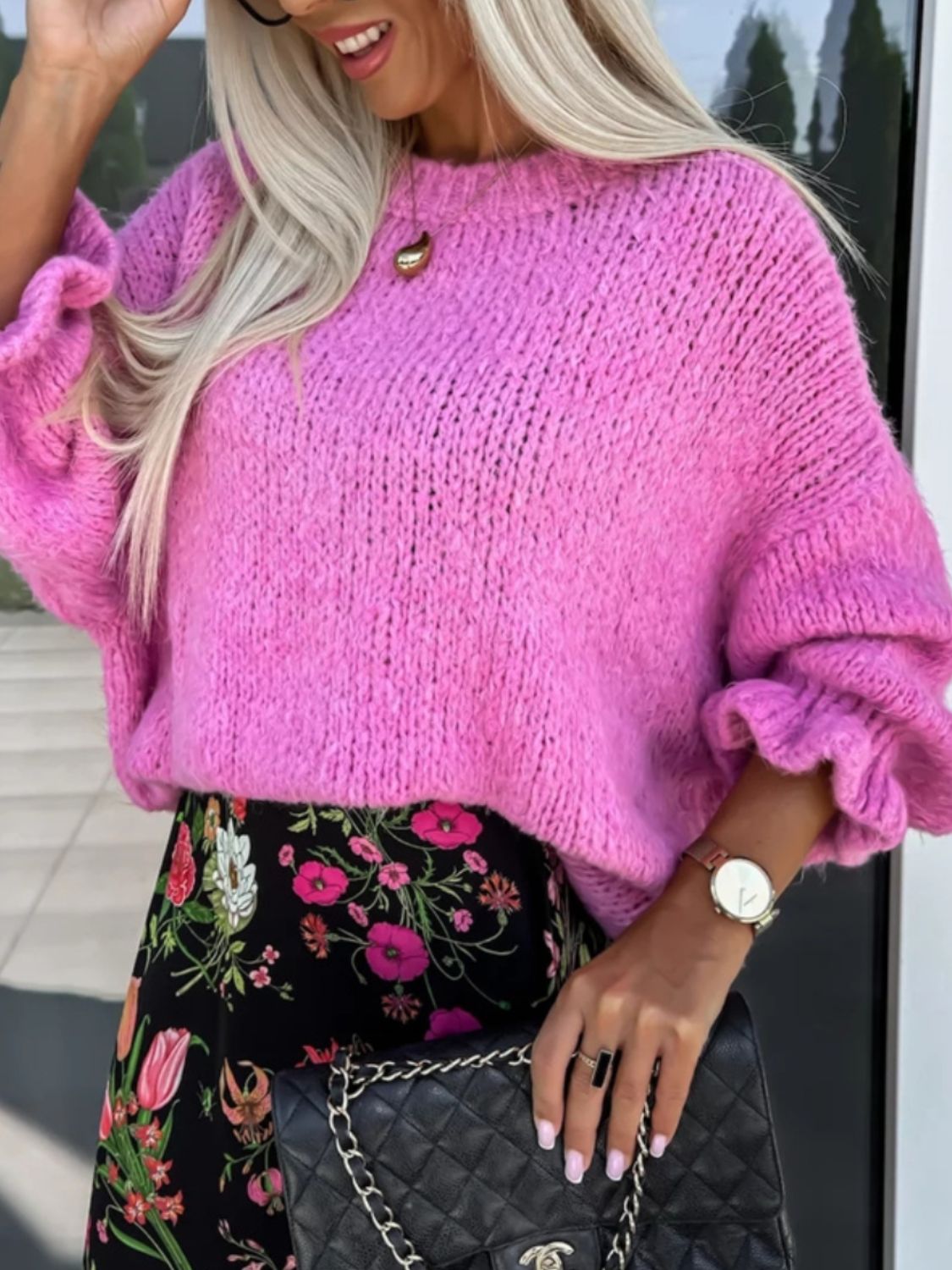 Round Neck Long Sleeve Sweater - The Goddess Galleries
