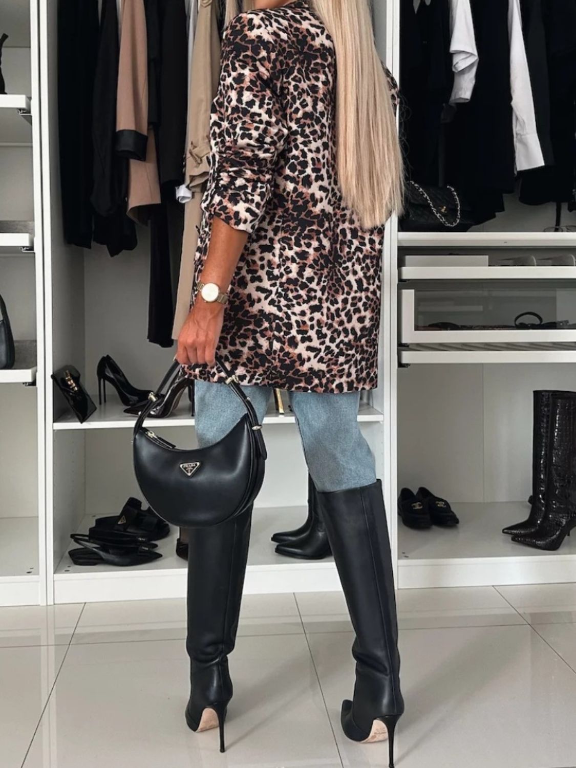 Animal Print Long Sleeve Blazer - The Goddess Galleries