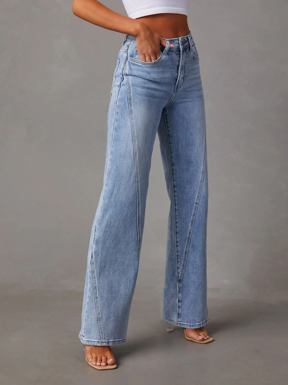 High Waist Straight Jeans with Pockets - The Goddess Galleries
