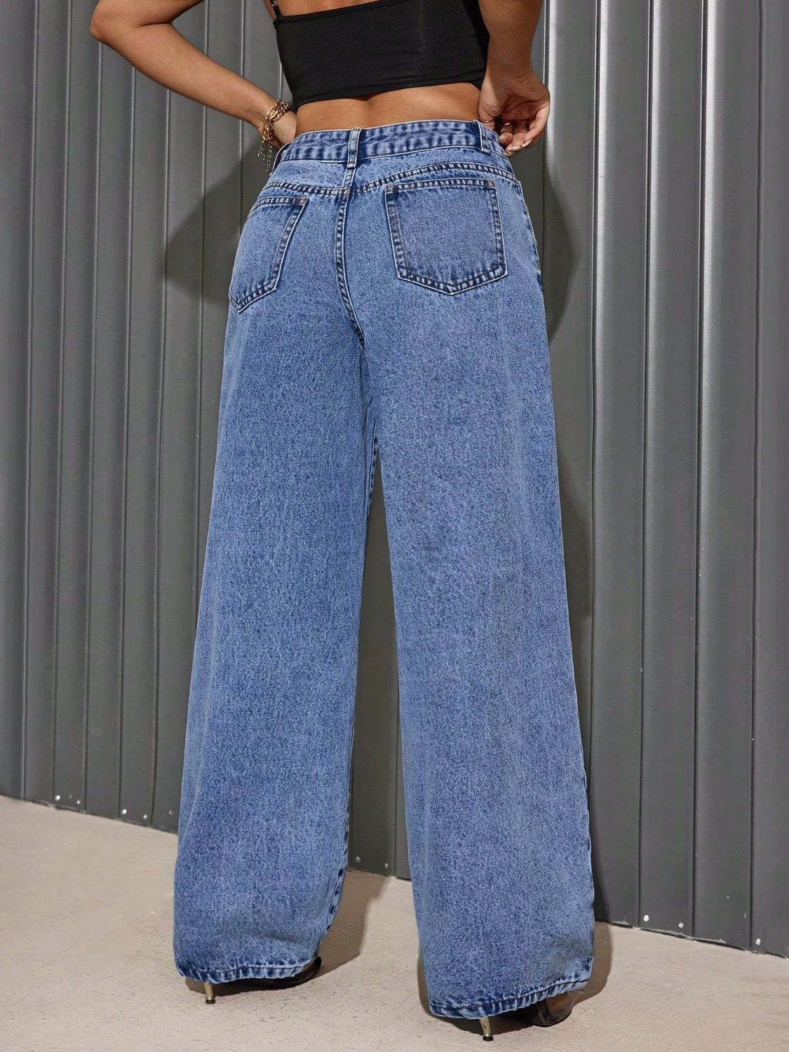 Distressed Wide Leg Jeans - The Goddess Galleries