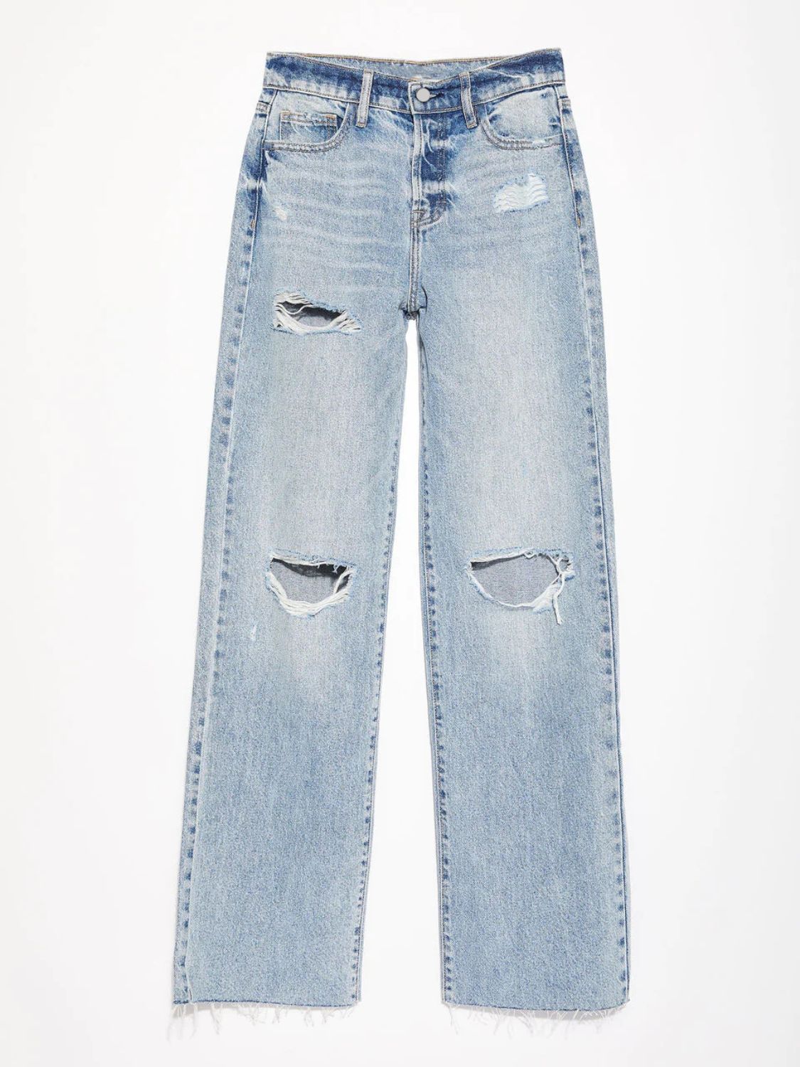Distressed Straight Leg Jeans with Pockets - The Goddess Galleries