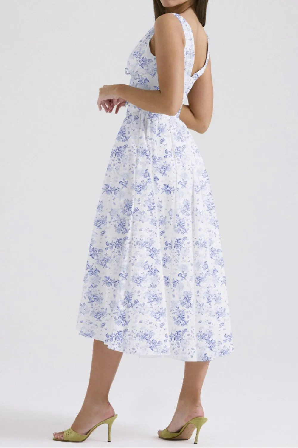 Floral V-Neck Sleeveless Midi Dress with Pockets - The Goddess Galleries
