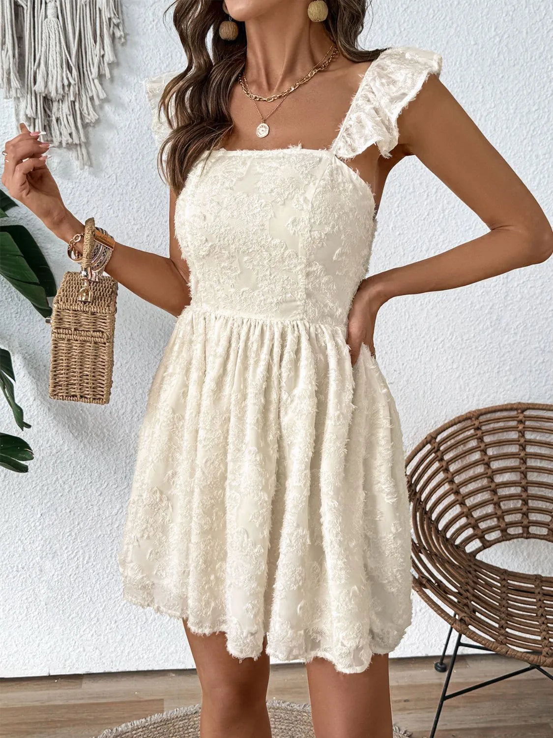Cutout Cap Sleeve Mini Cami Dress - The Goddess Galleries