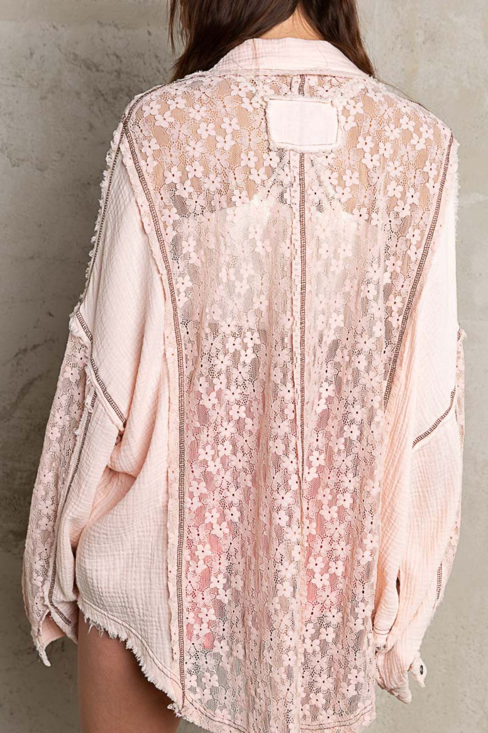 POL Oversize Lace Button-Down Shirt - The Goddess Galleries