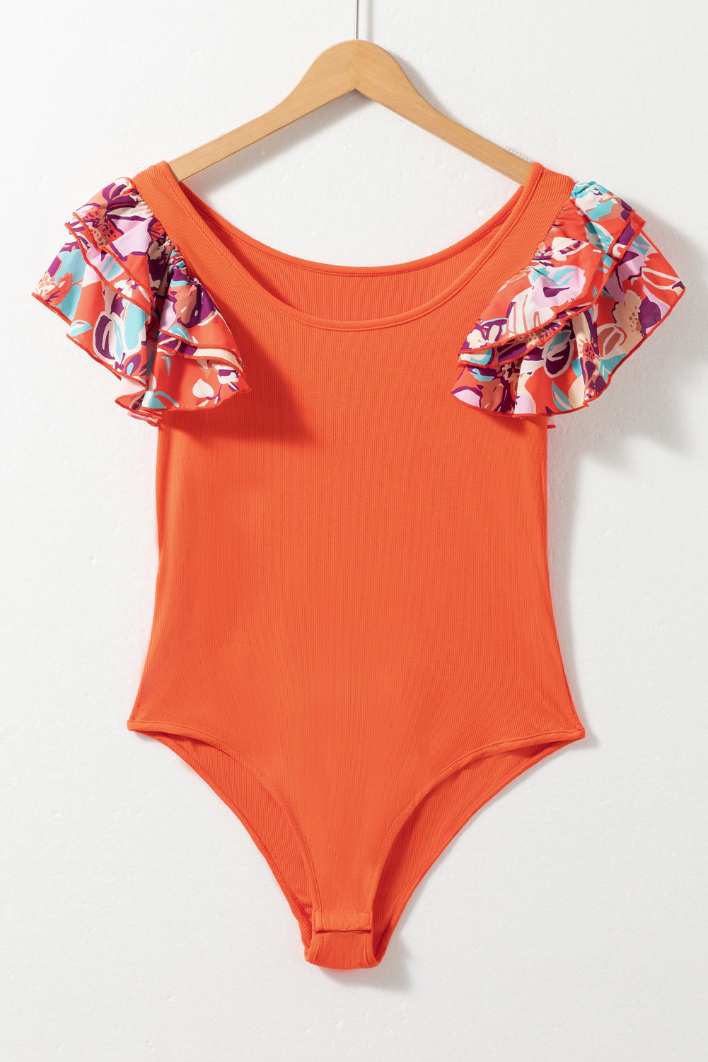 Scoop Neck Flounce Sleeve Bodysuit - The Goddess Galleries