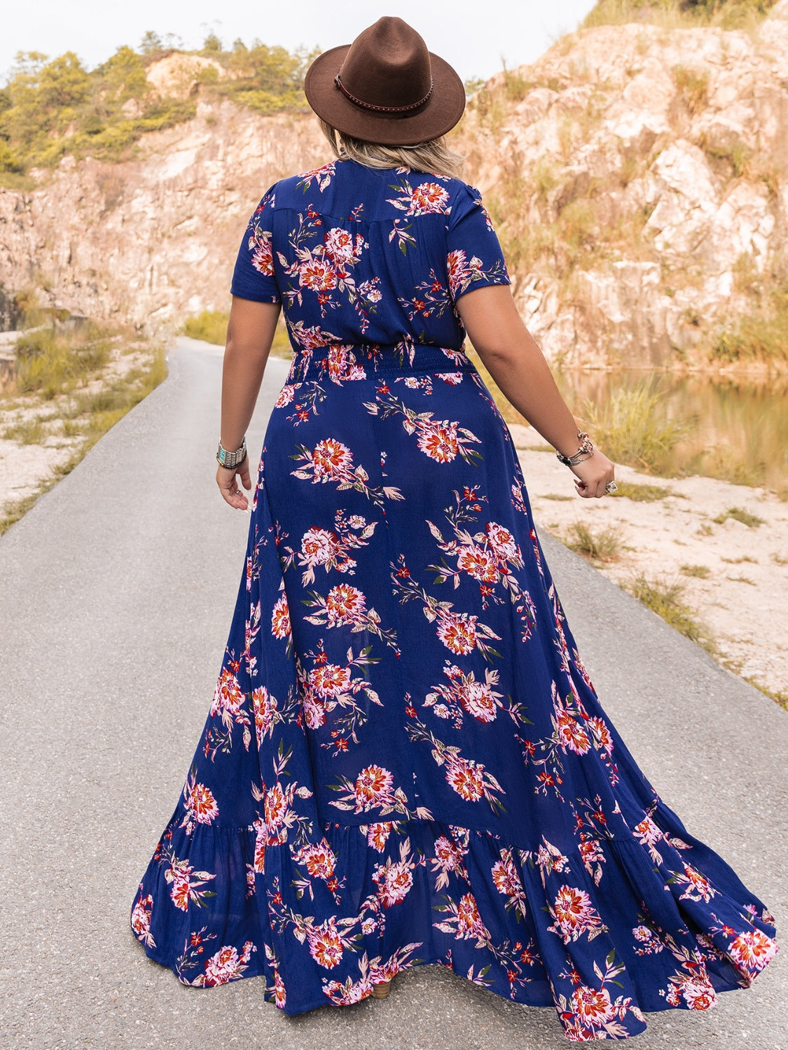 Plus Size V-Neck Maxi Dress - The Goddess Galleries