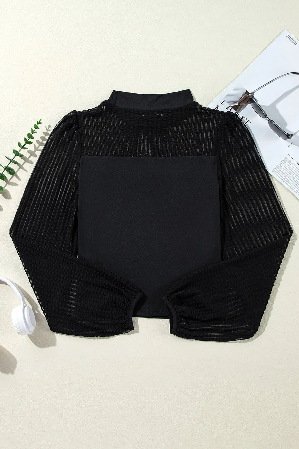 Mock Neck Long Sleeve Blouse - The Goddess Galleries
