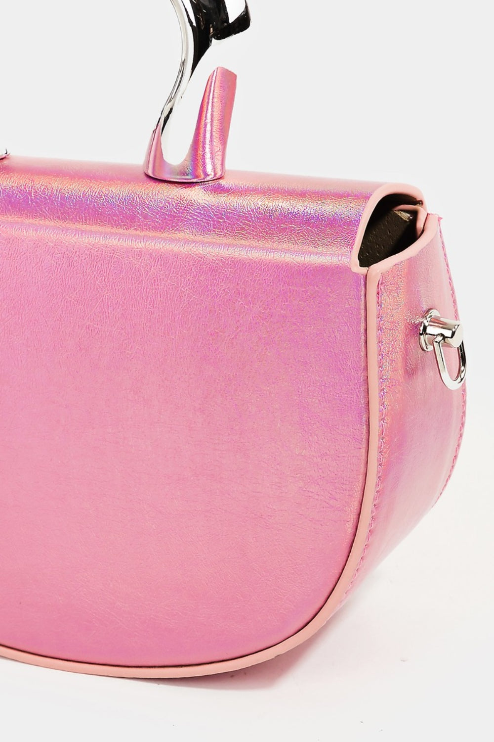 Fame Glossy Semi Circle Top Handle Bag - The Goddess Galleries