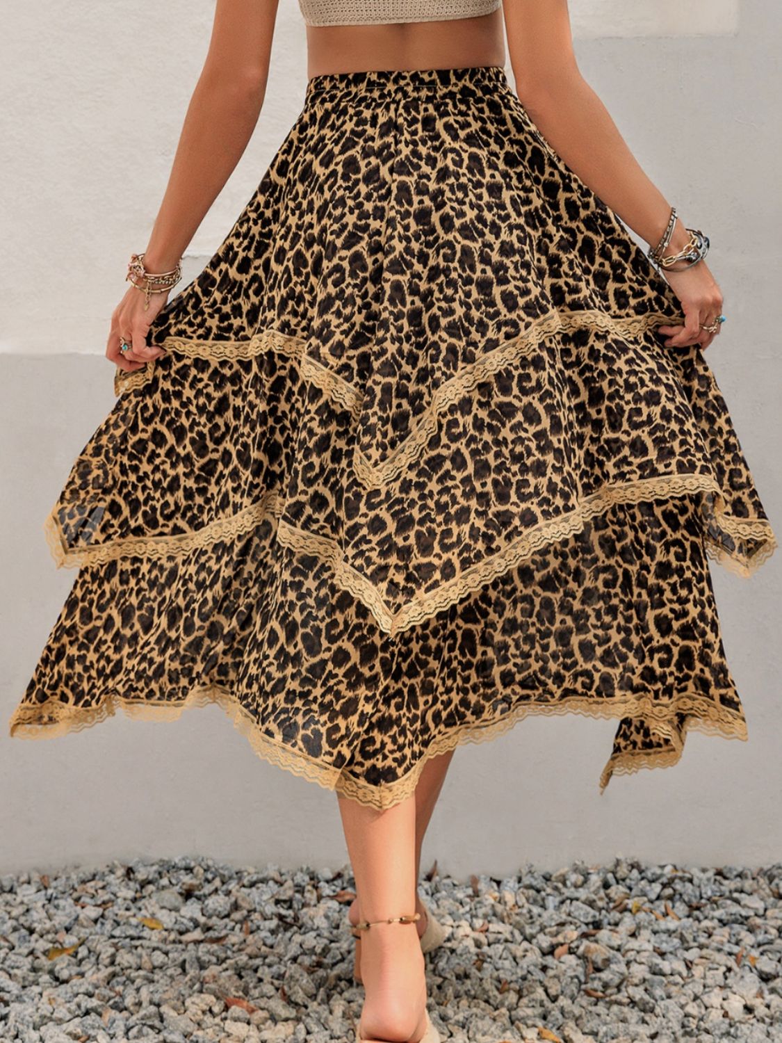 Lace Detail Layered Printed Skirt - The Goddess Galleries