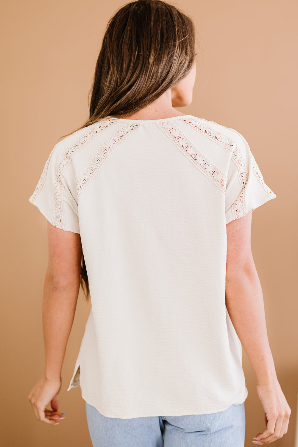 Crochet Eyelet Buttoned Short Sleeves Top - The Goddess Galleries