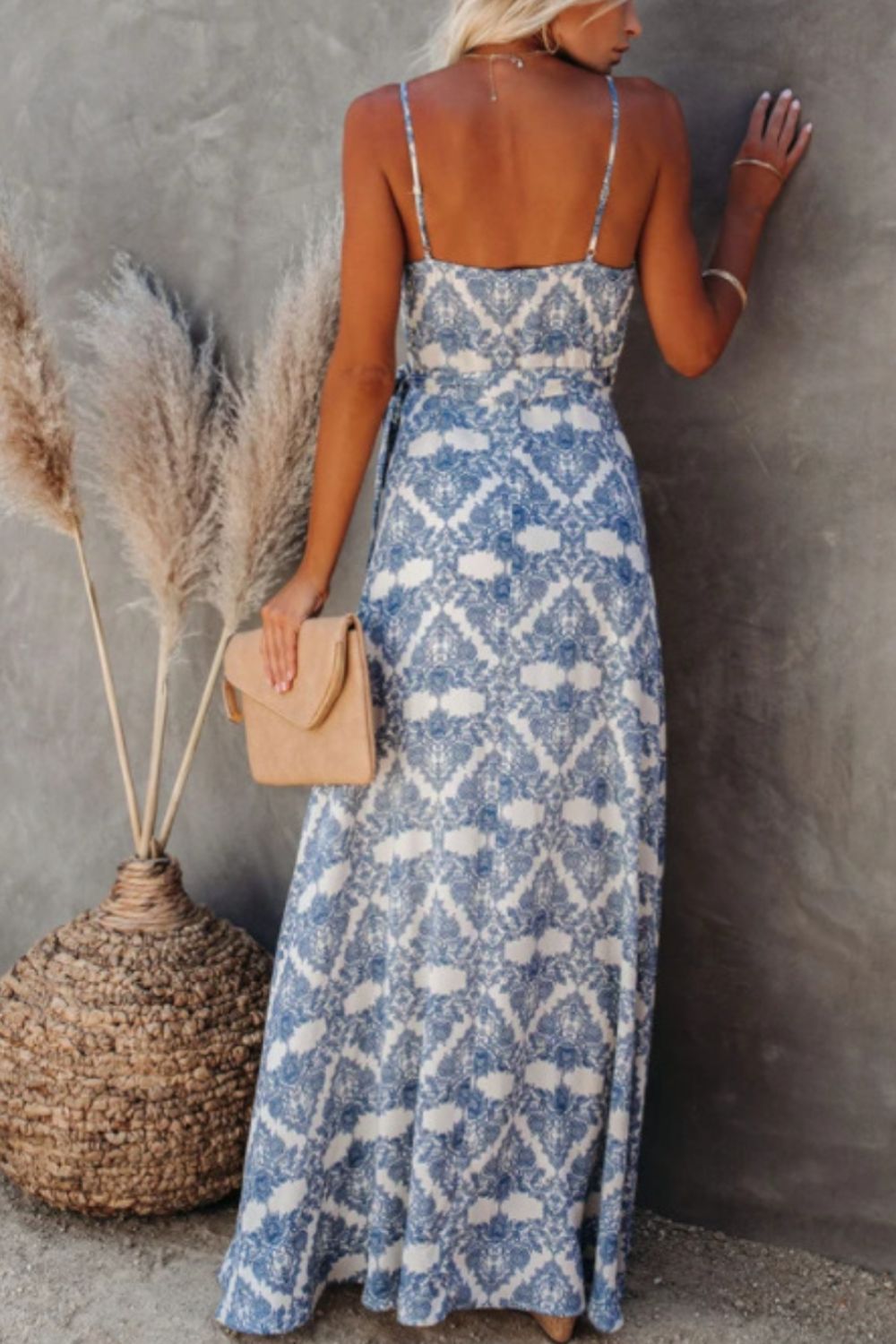Printed Tied Maxi Cami Dress - The Goddess Galleries