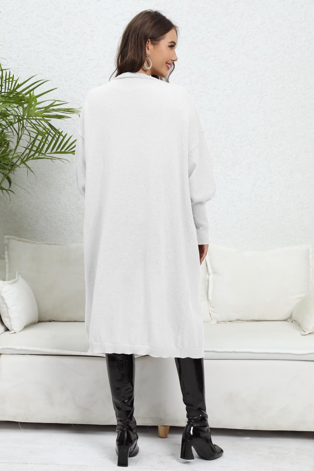 Open Front Dropped Shoulder Cardigan - The Goddess Galleries