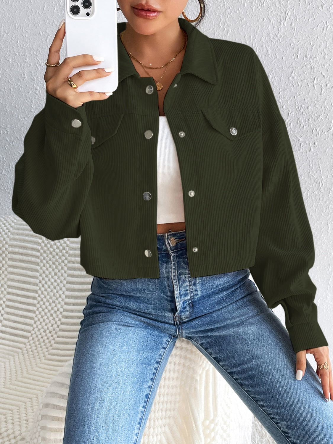 Honey Snap Down Long Sleeve Jacket - The Goddess Galleries
