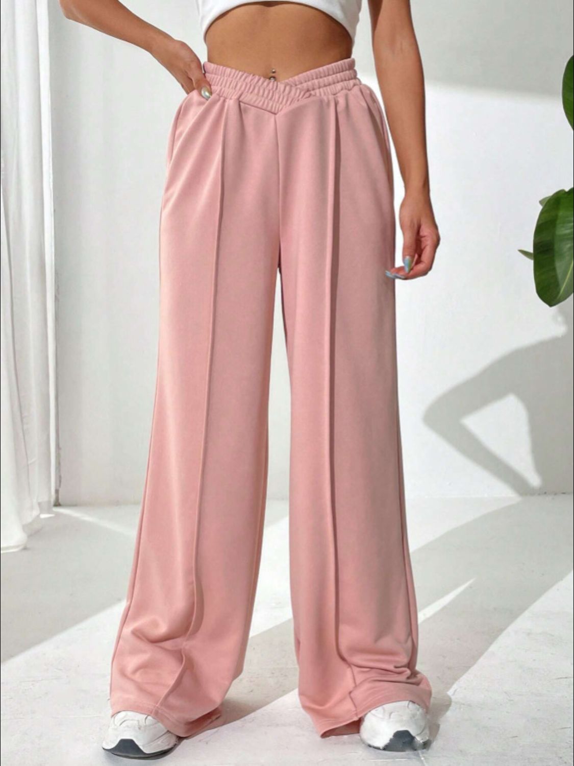 Elastic Waist Wide Leg Pants - The Goddess Galleries