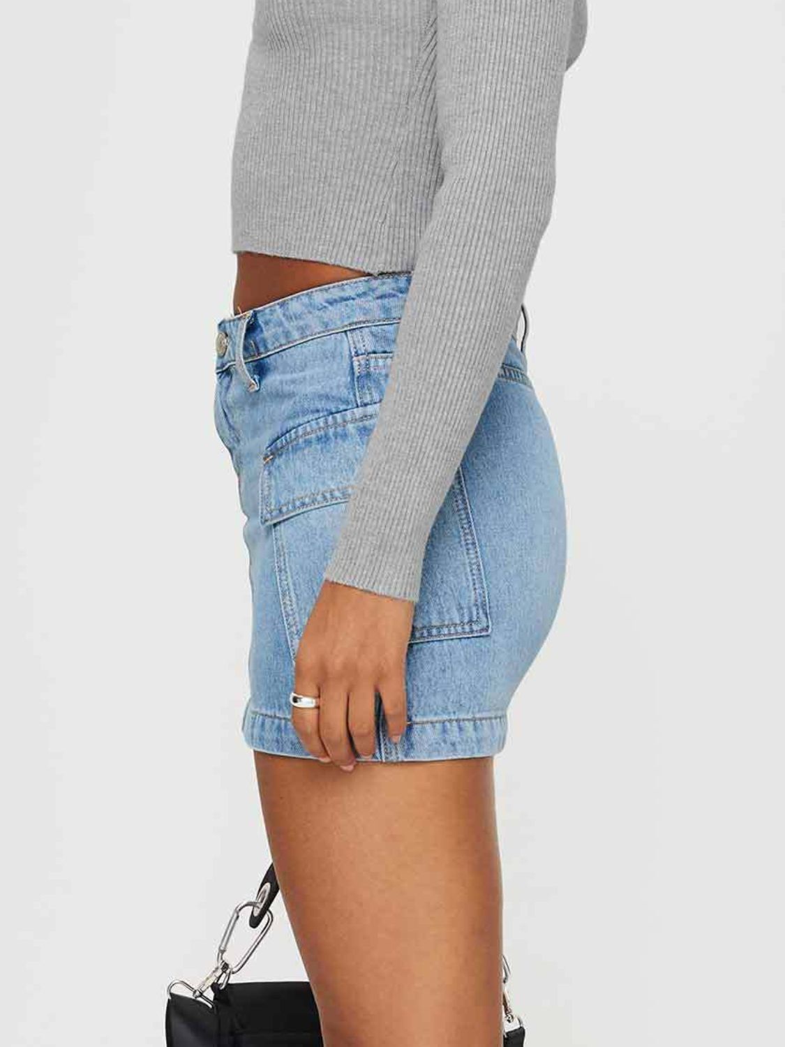 Mini Cargo Denim Skirt with Pockets - The Goddess Galleries