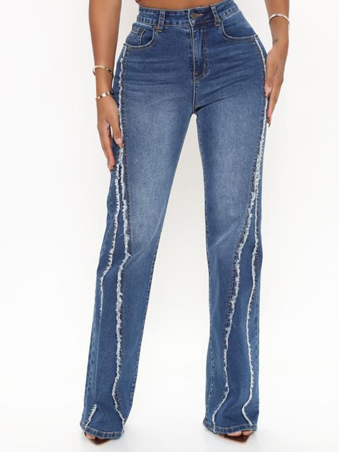 Raw Hem High Waist Jeans - The Goddess Galleries