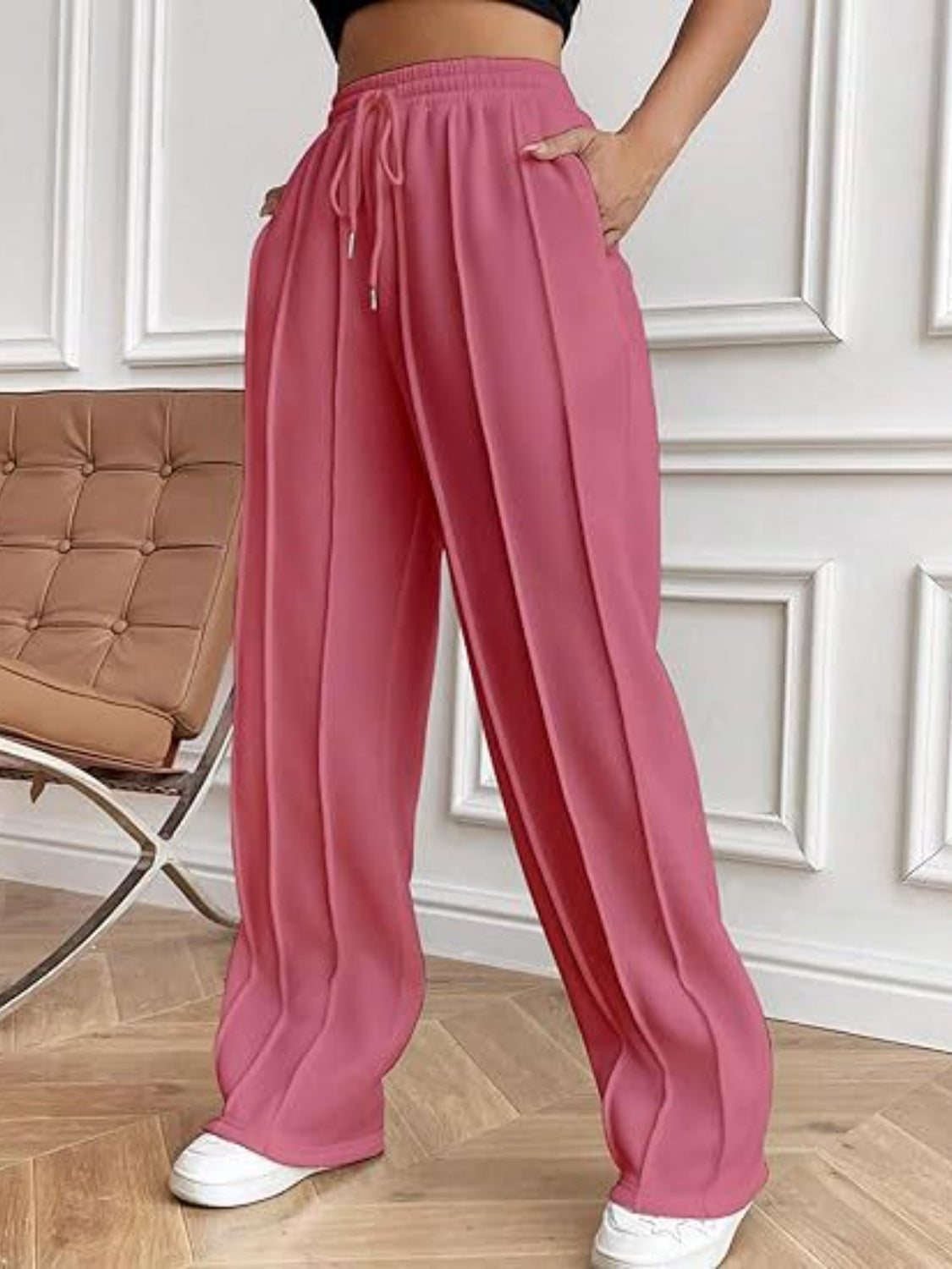 Drawstring Wide Leg Pants with Pockets - The Goddess Galleries