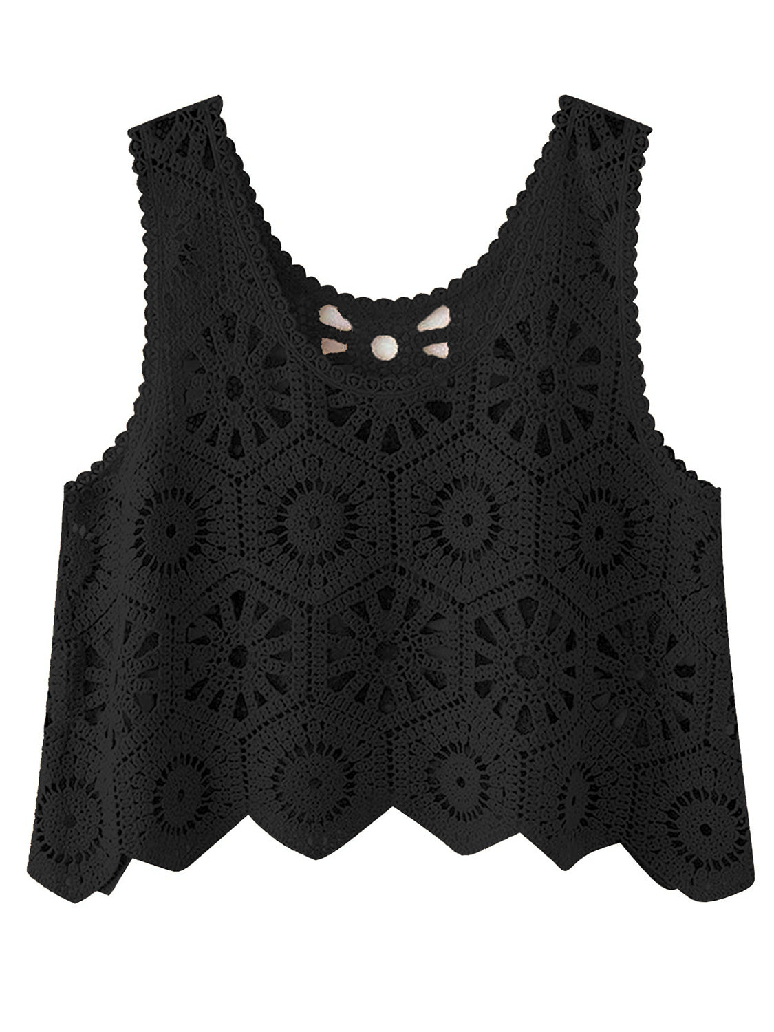 Openwork Round Neck Knit Vest - The Goddess Galleries