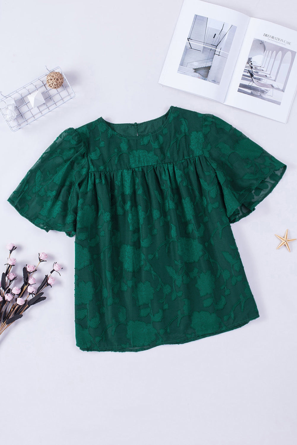 Round Neck Puff Sleeve Blouse - The Goddess Galleries