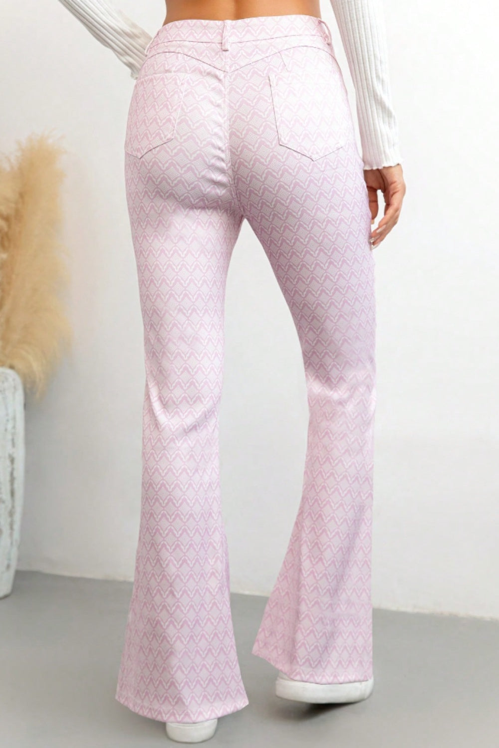 Printed High Waist Flare Pants with Pockets - The Goddess Galleries