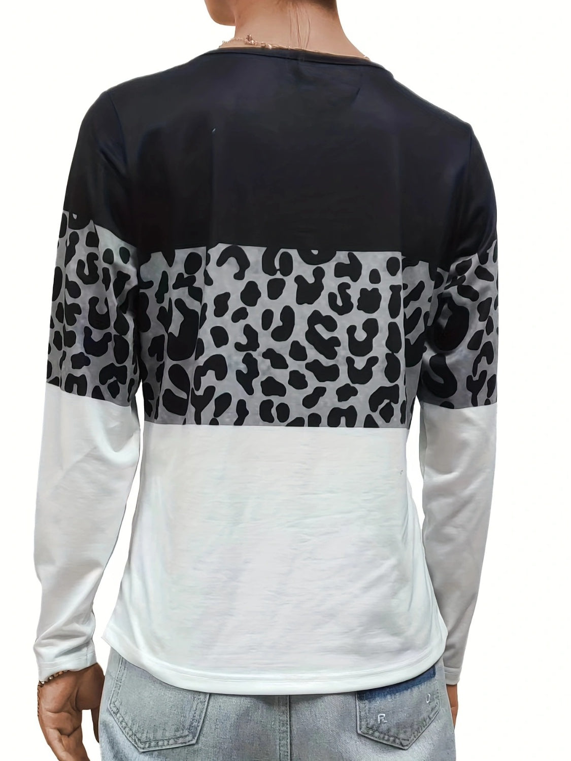 Crisscross Color Block Long Sleeve T-Shirt - The Goddess Galleries
