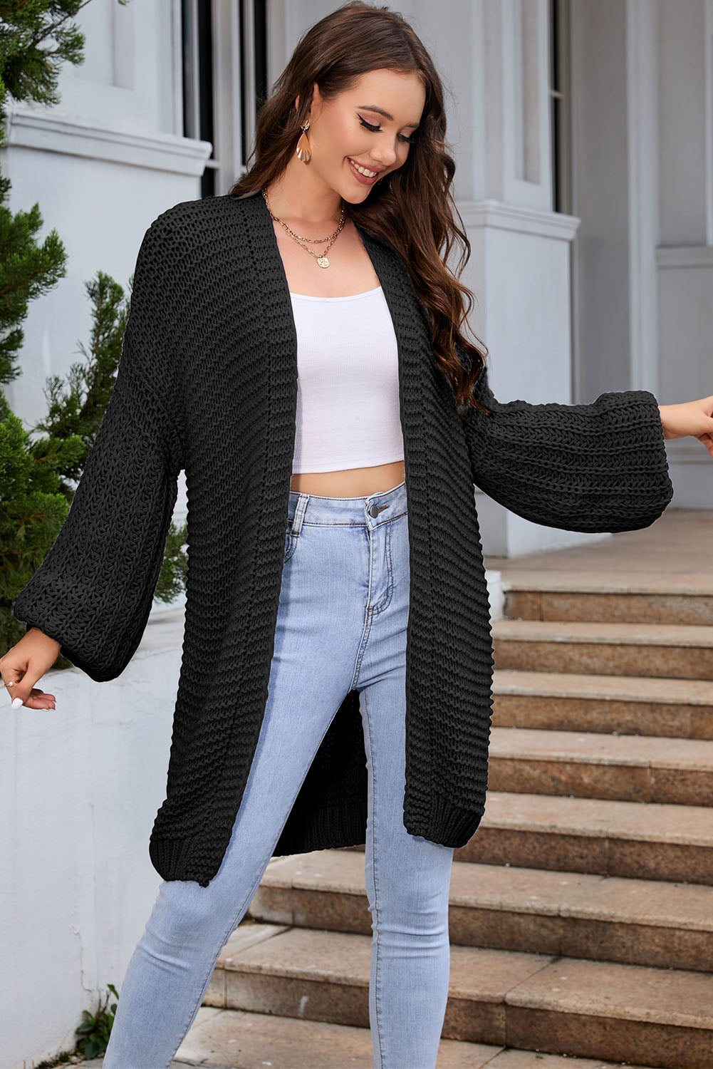 Open Front Longline Cardigan - The Goddess Galleries