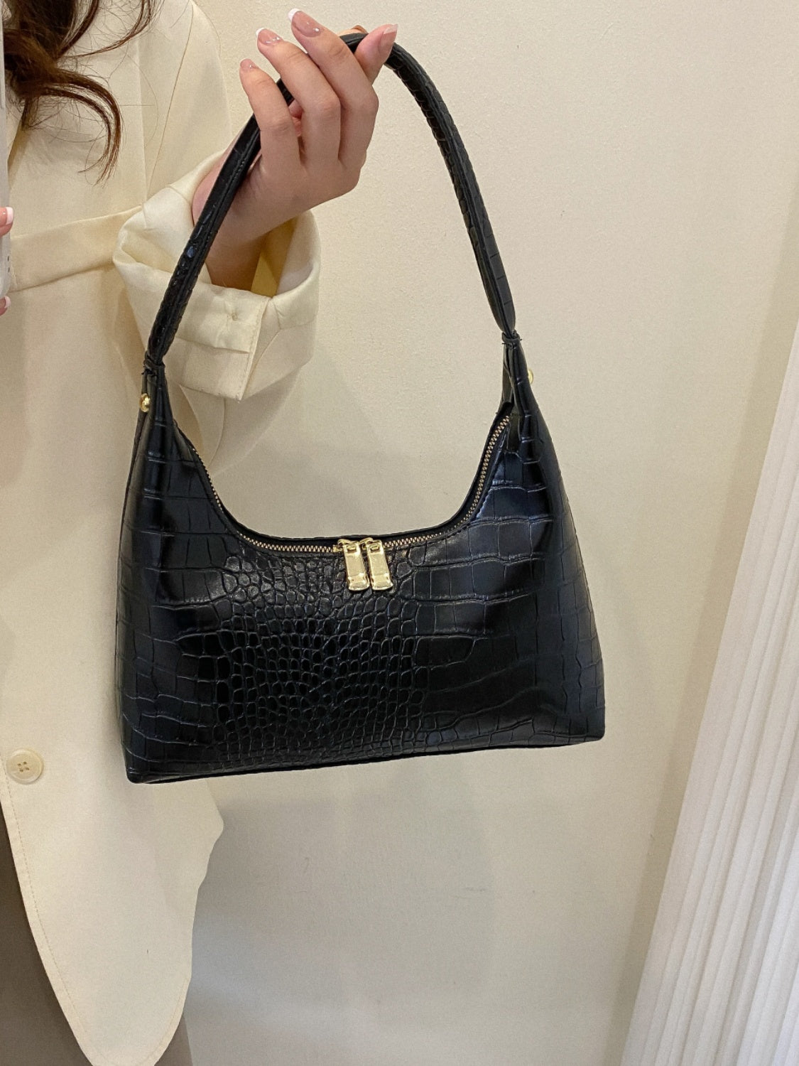 Crocodile Grain Shoulder Bag - The Goddess Galleries