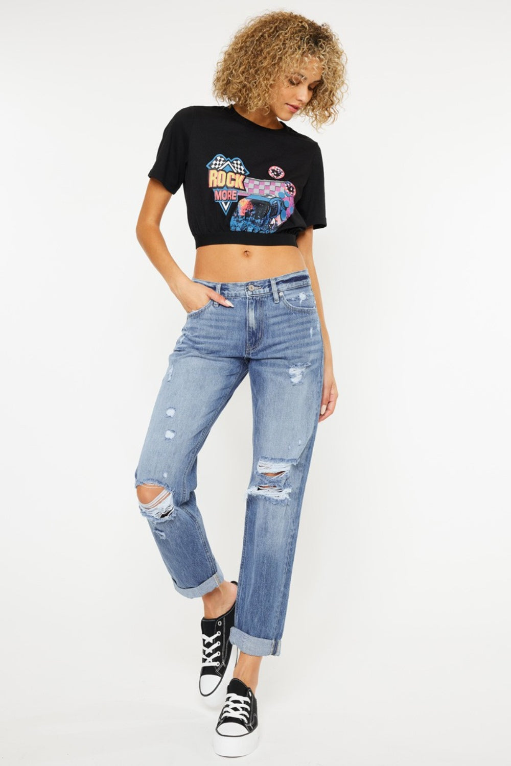 Kancan Mid Rise Distressed Straight Jeans - The Goddess Galleries