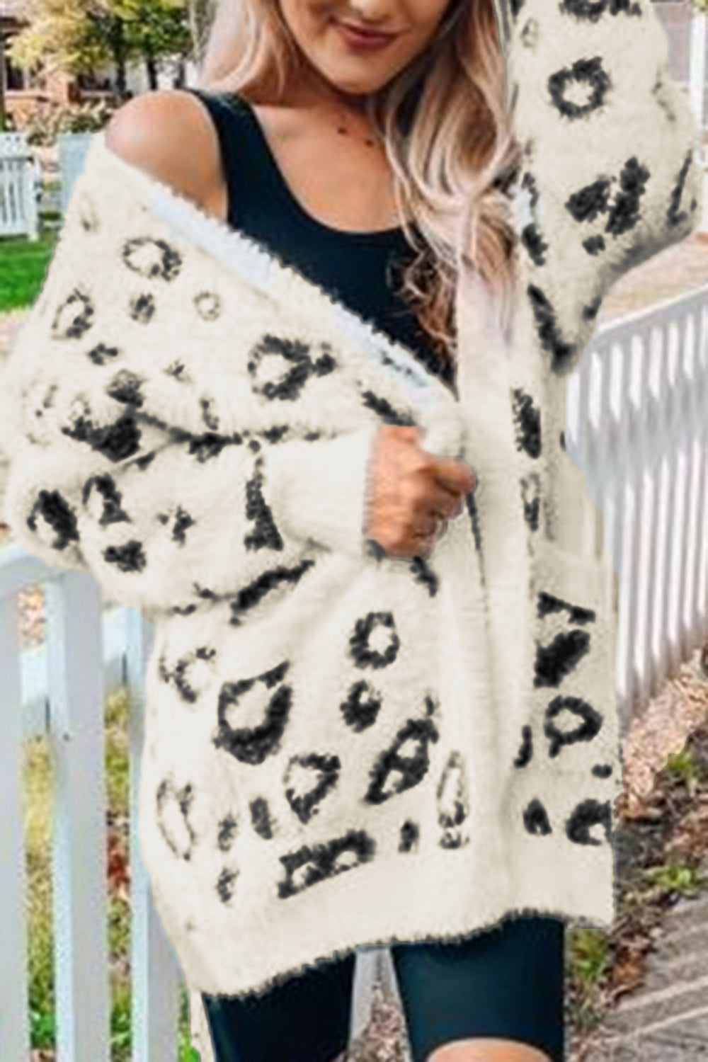 Leopard Open Front Cardigan with Pockets - The Goddess Galleries
