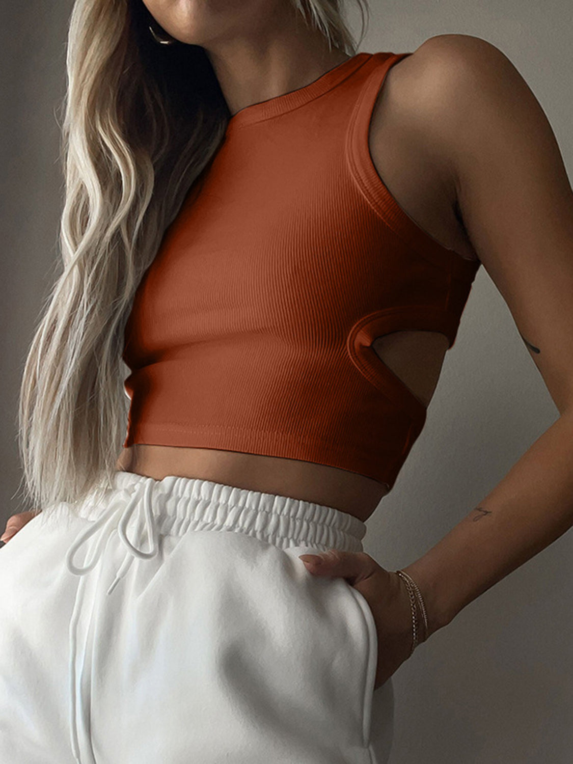 Cutout Round Neck Tank - The Goddess Galleries