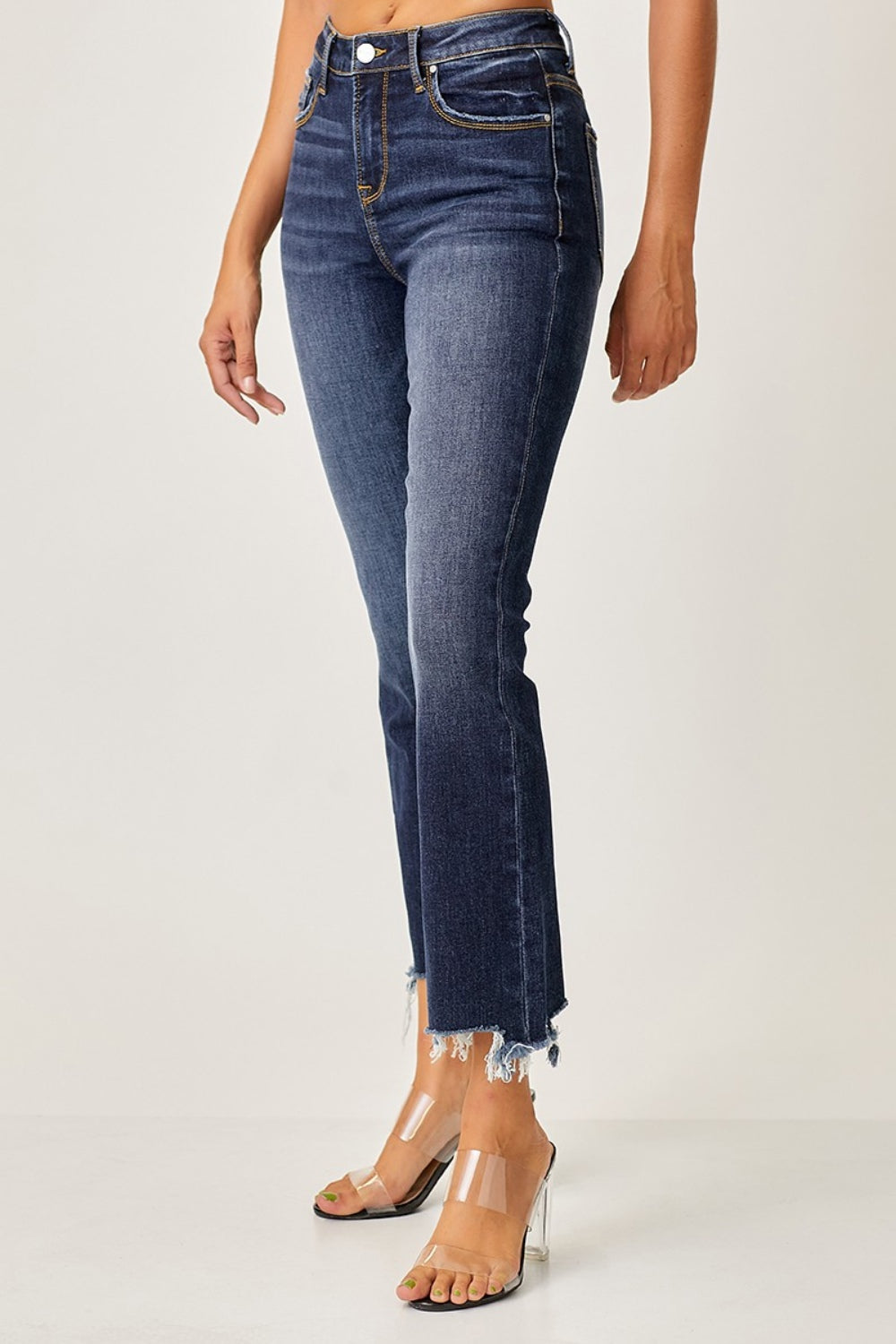 Risen Full Size Frayed Hem Cropped Straight Jeans - The Goddess Galleries