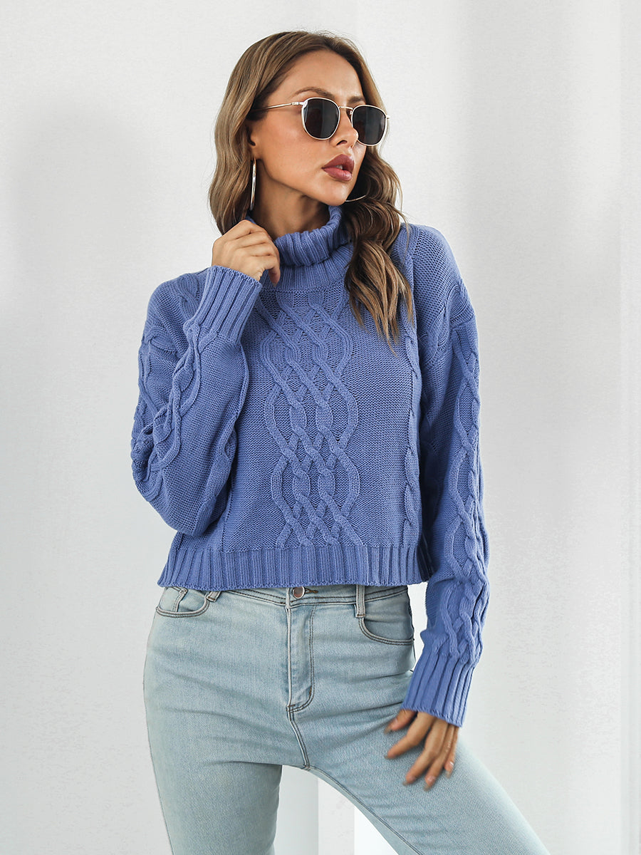 Turtleneck Dropped Shoulder Sweater - The Goddess Galleries