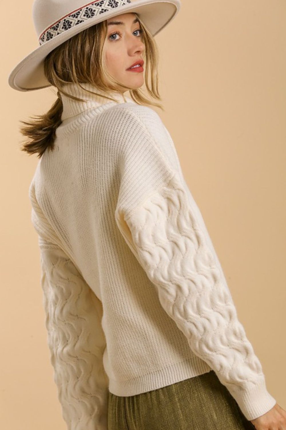 Umgee Full Size Turtle Neck Long Sleeve Sweater Plus Size - The Goddess Galleries