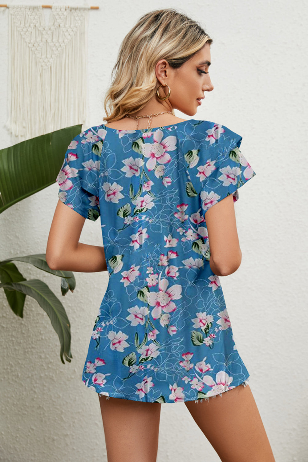 V-Neck Short Sleeve Blouse - The Goddess Galleries