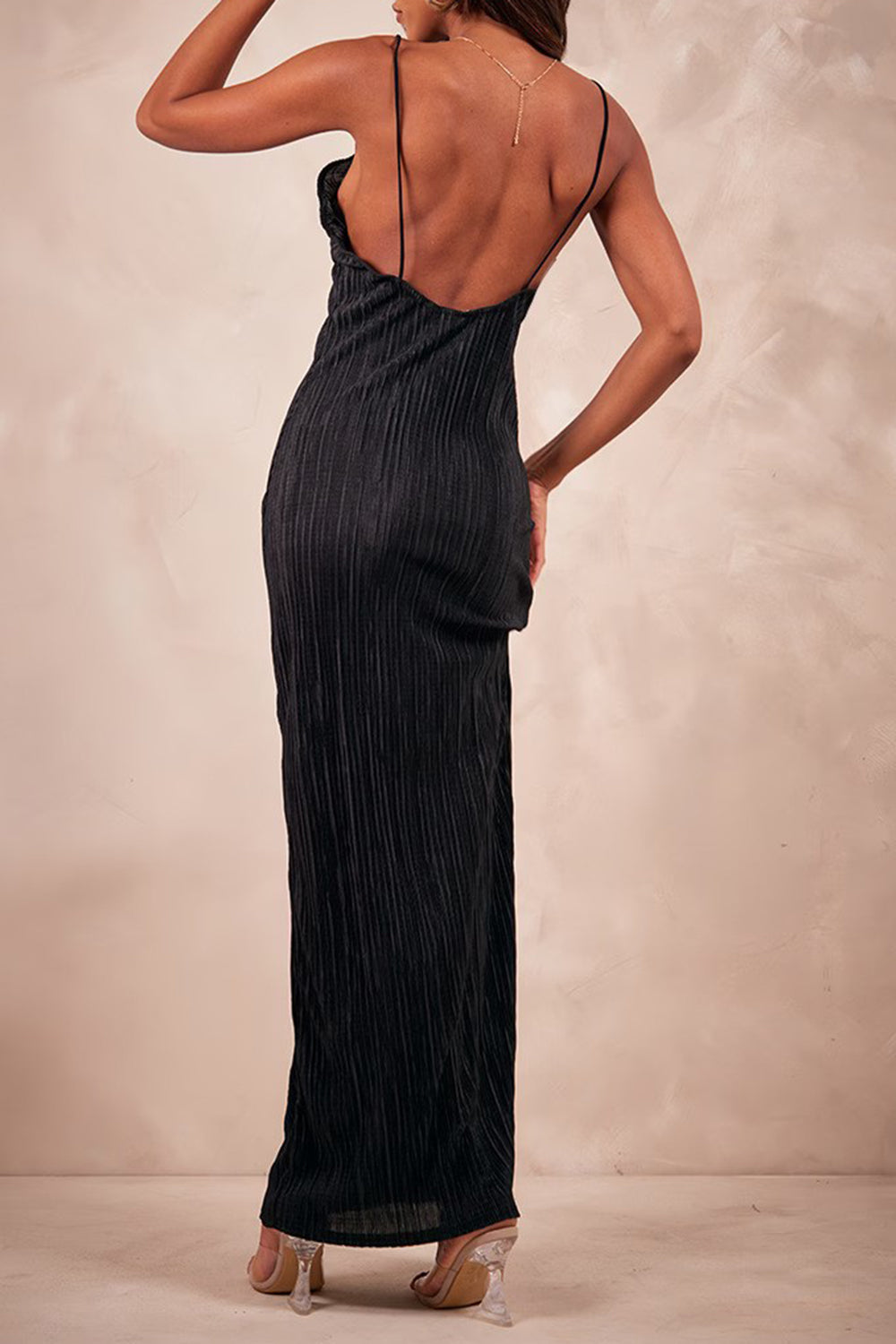 Backless Printed Maxi Cami Dress - The Goddess Galleries