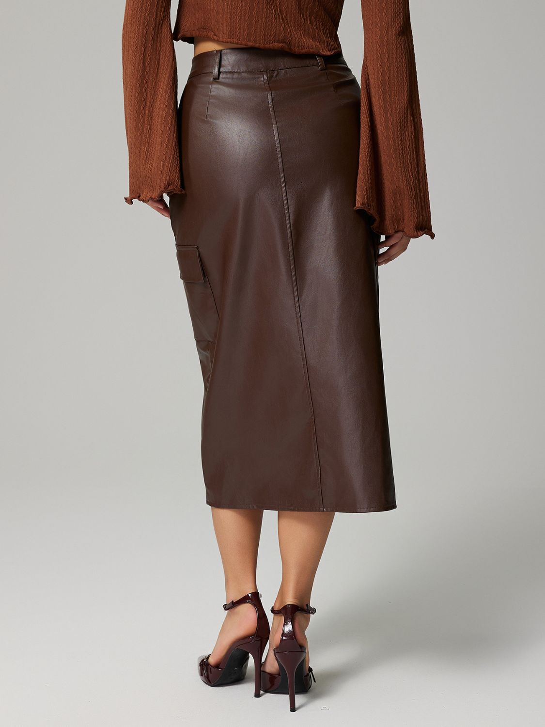 Slit Midi Skirt with Pockets - The Goddess Galleries