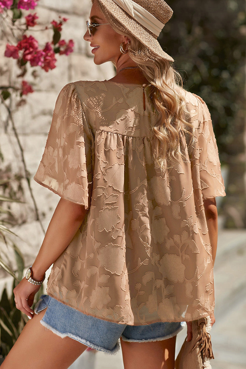 Round Neck Puff Sleeve Blouse - The Goddess Galleries