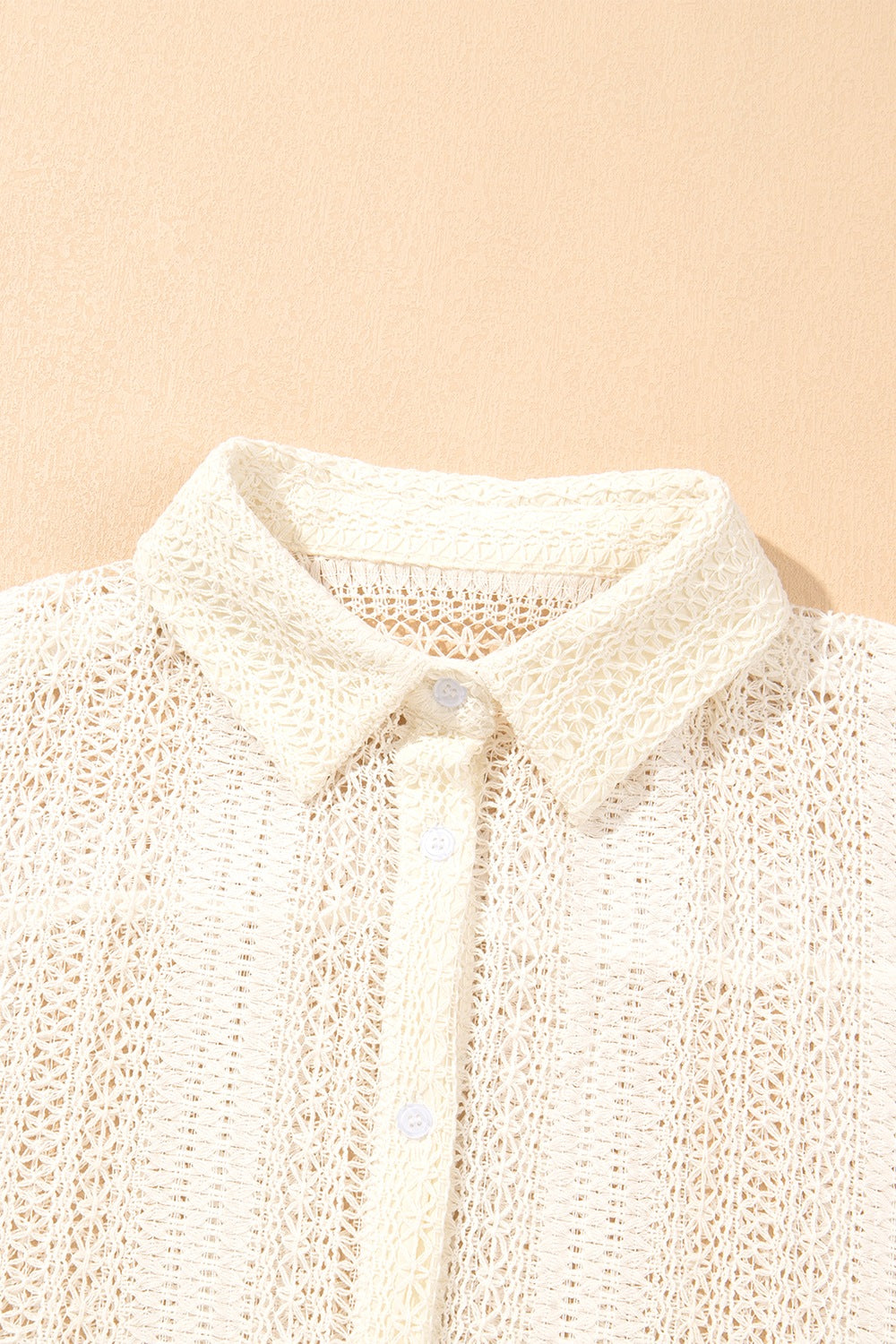Lace Crochet Collared Neck Oversized Shirt - The Goddess Galleries