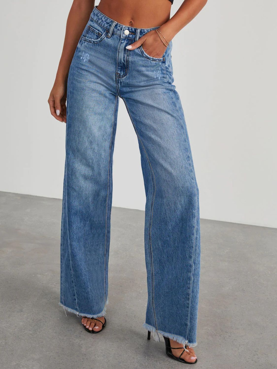 Raw Hem Wide Leg Jeans - The Goddess Galleries
