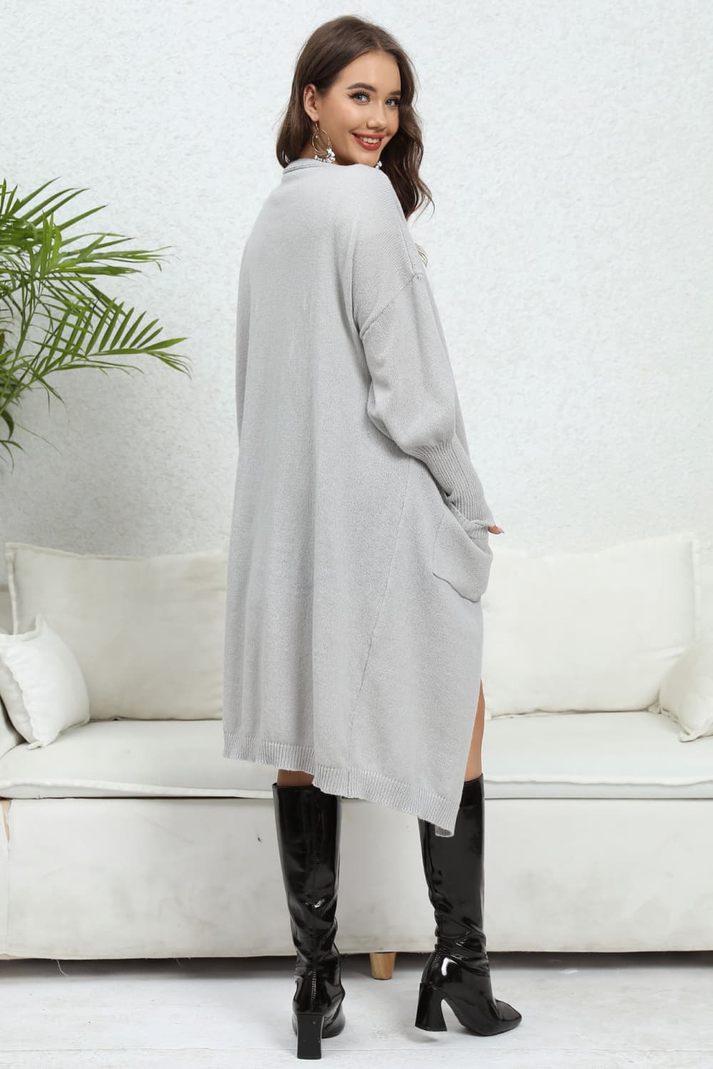 Open Front Dropped Shoulder Cardigan - The Goddess Galleries