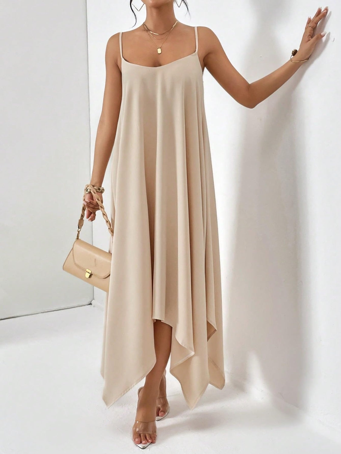 Scoop Neck Midi Cami Dress - The Goddess Galleries
