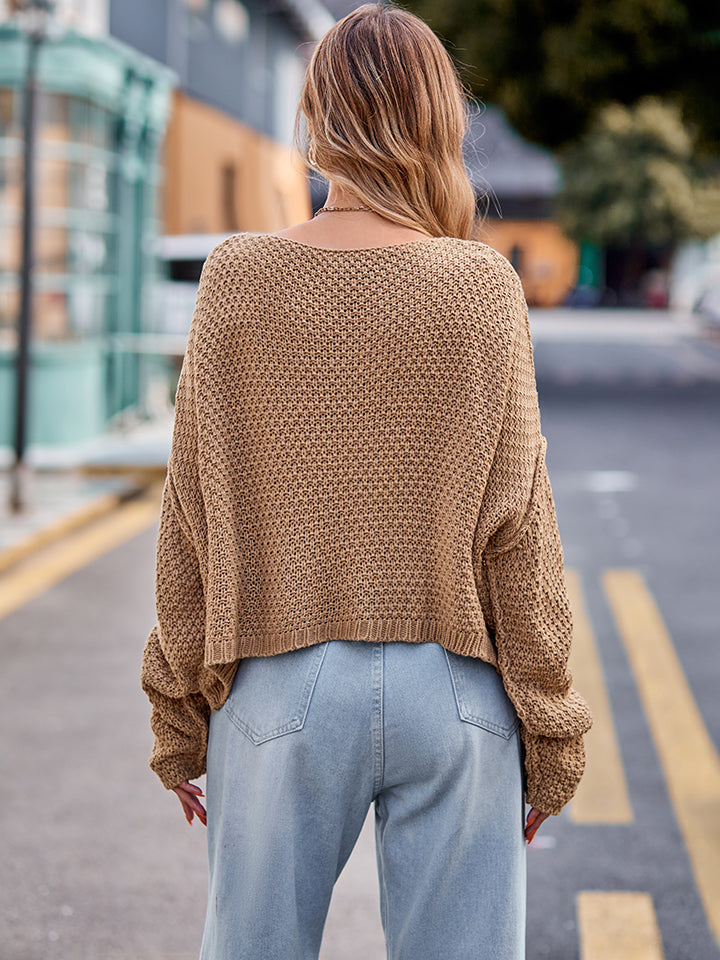 Round Neck Cable-Knit Sweater - The Goddess Galleries