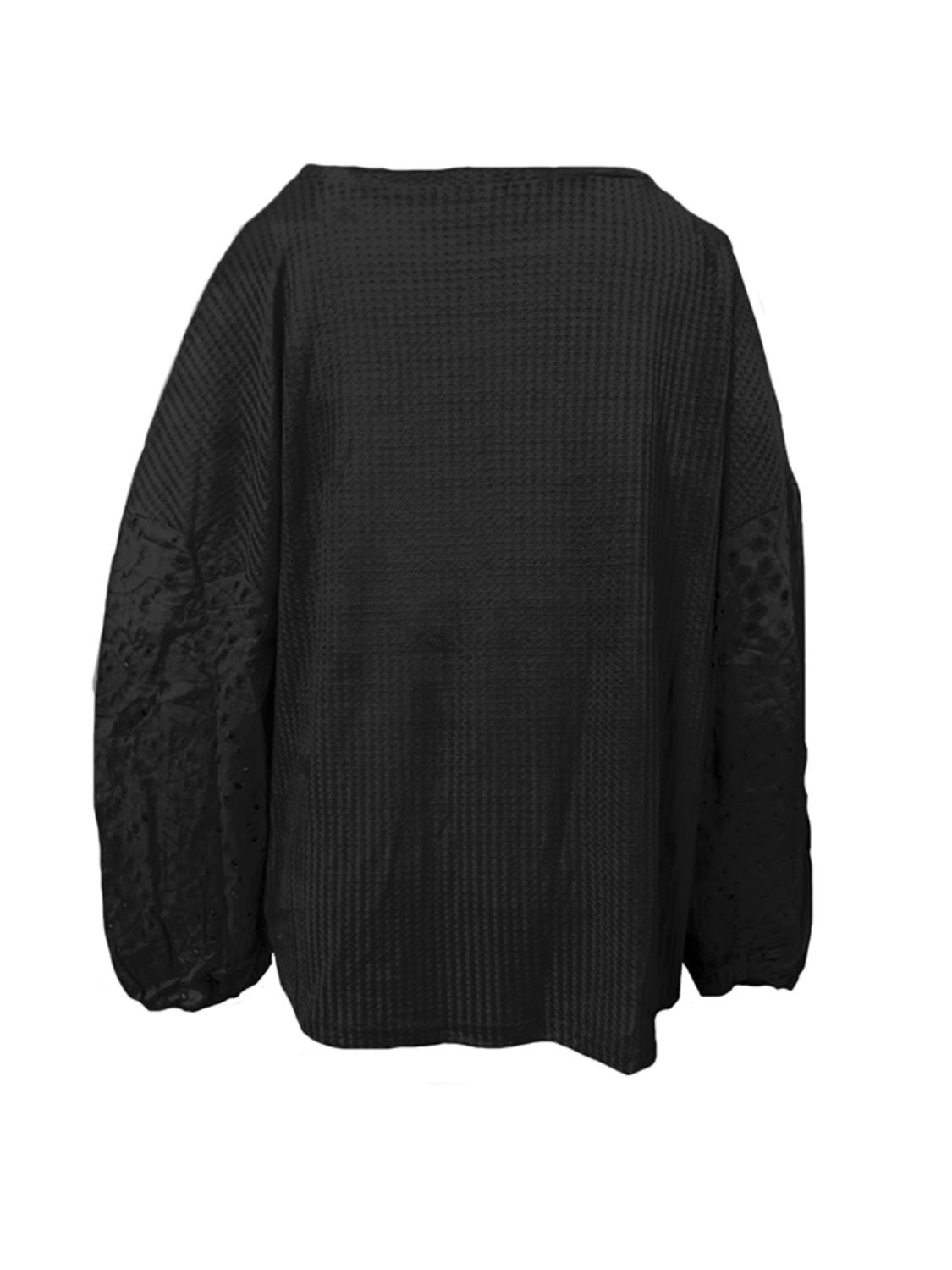 Shiny Openwork Dropped Shoulder Boat Neck Blouse - The Goddess Galleries