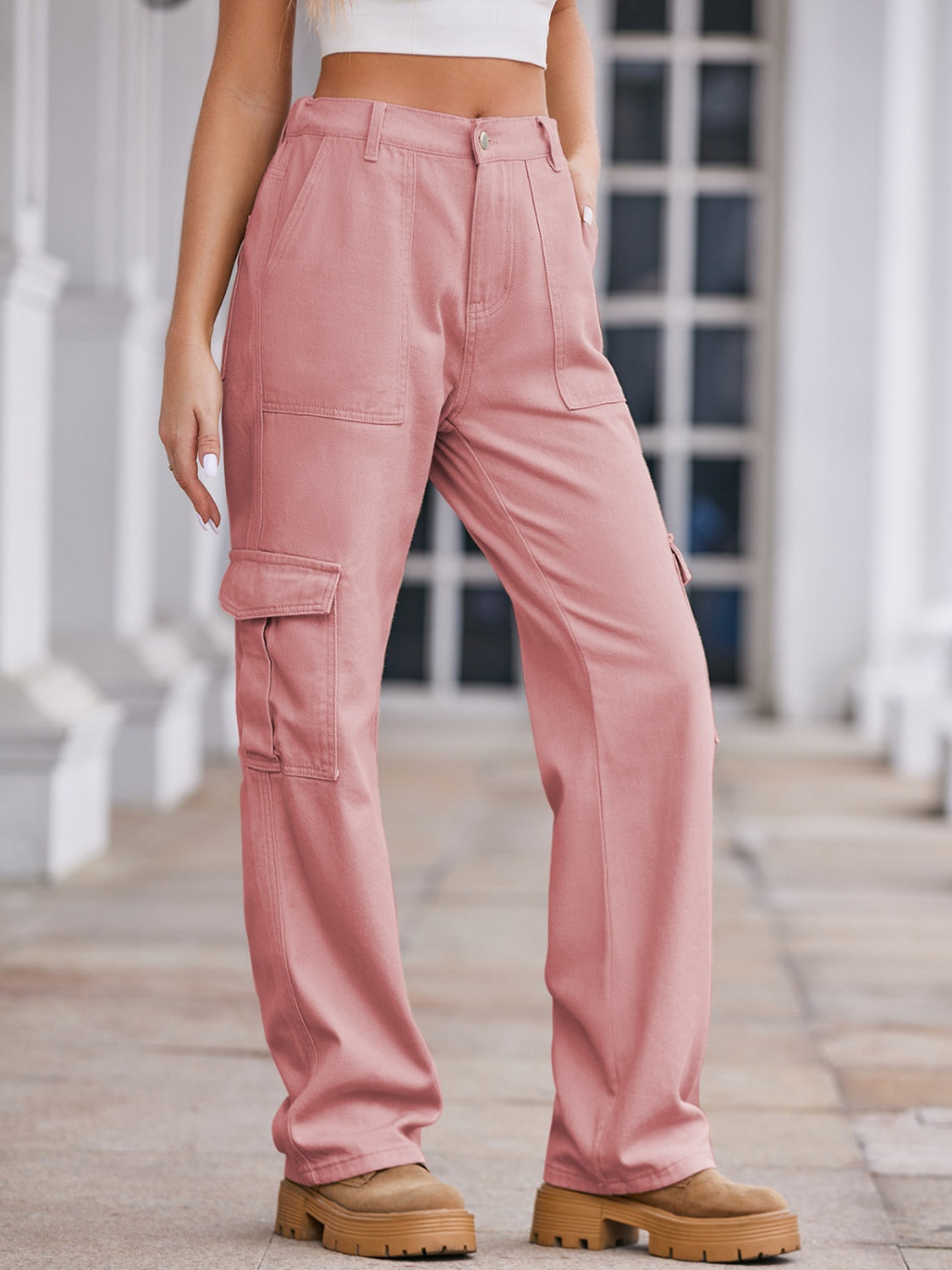 Straight Denim Cargo Pants - The Goddess Galleries