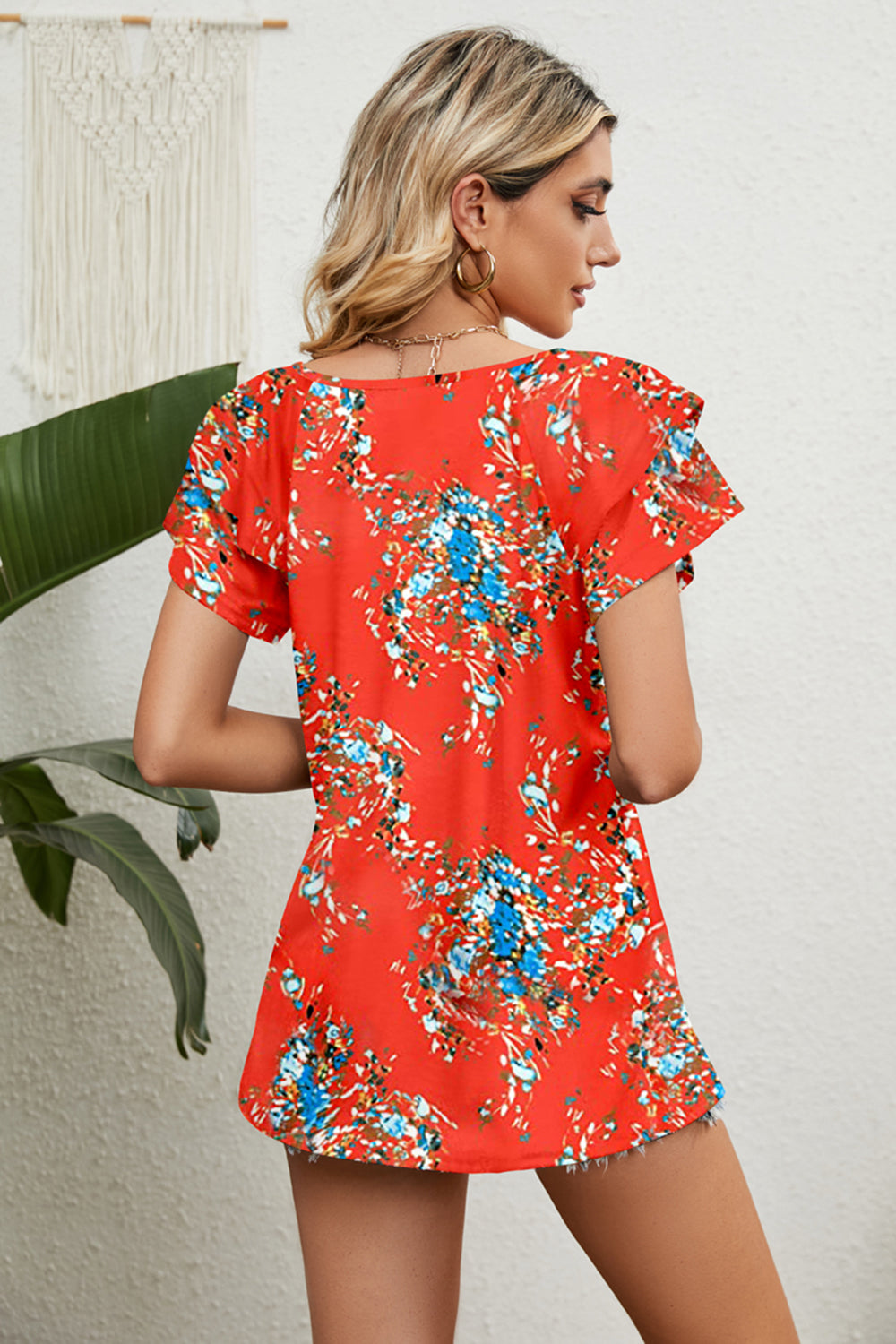V-Neck Short Sleeve Blouse - The Goddess Galleries