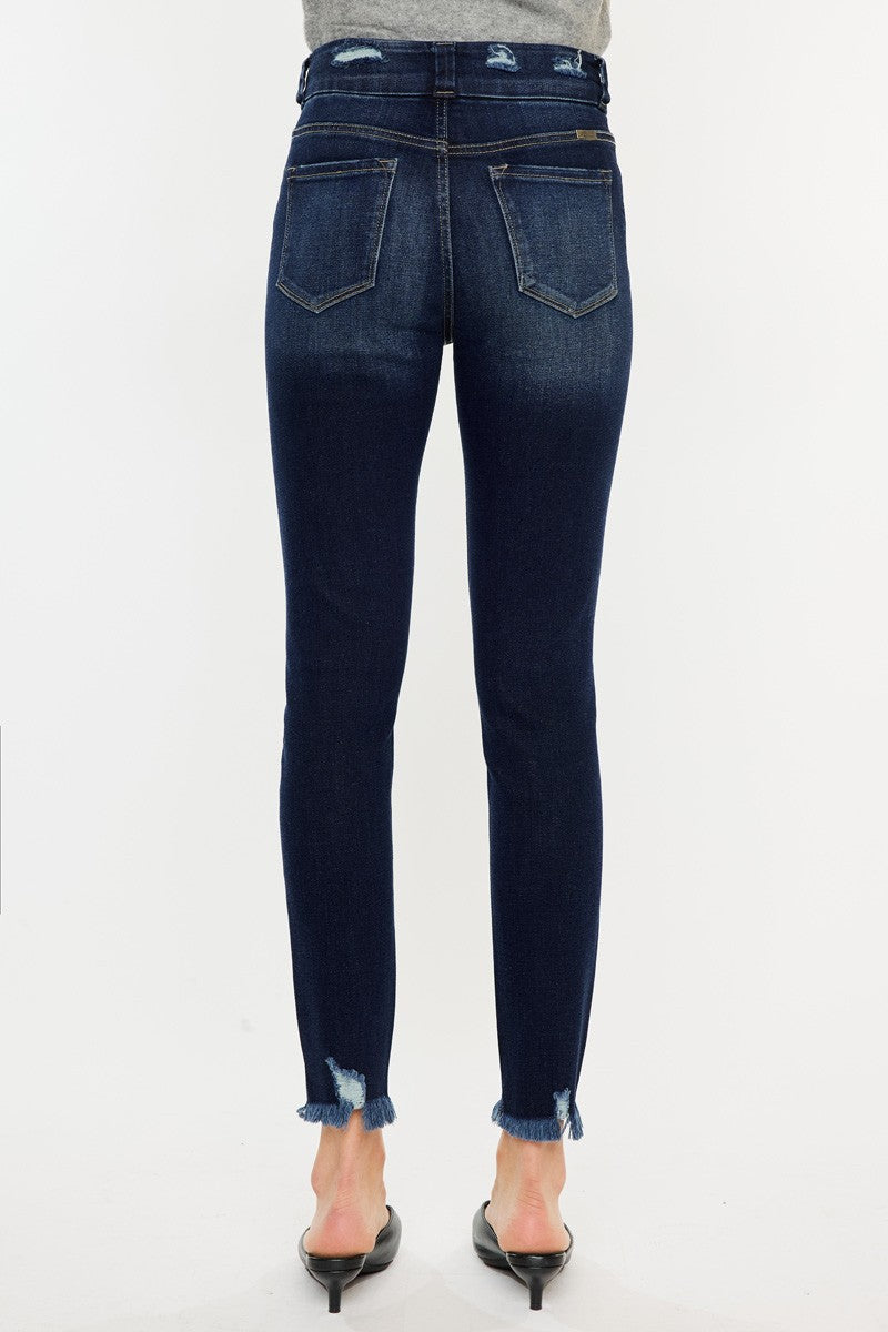 Kancan Full Size Cat's Whiskers Raw Hem High Waist Jeans - The Goddess Galleries