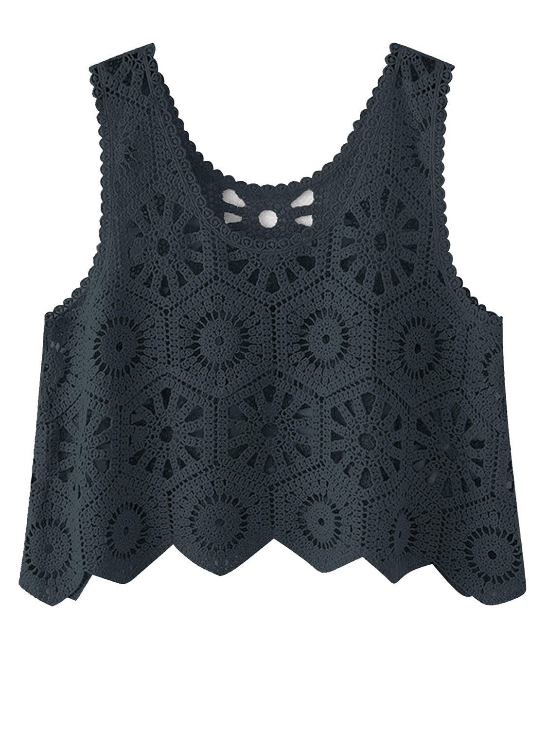 Openwork Round Neck Knit Vest - The Goddess Galleries