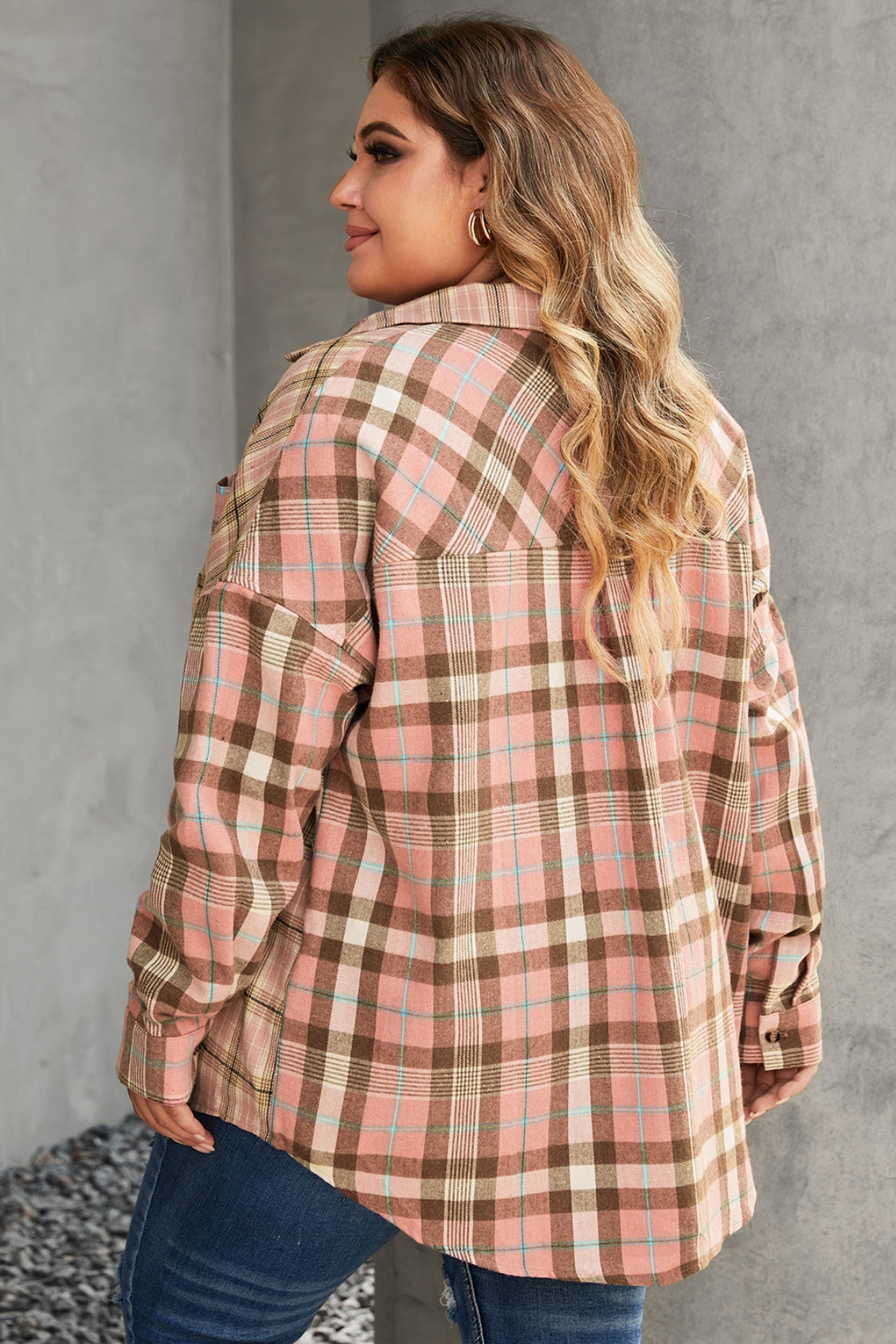 Plus Size Plaid Button Up Collared Neck Shirt - The Goddess Galleries