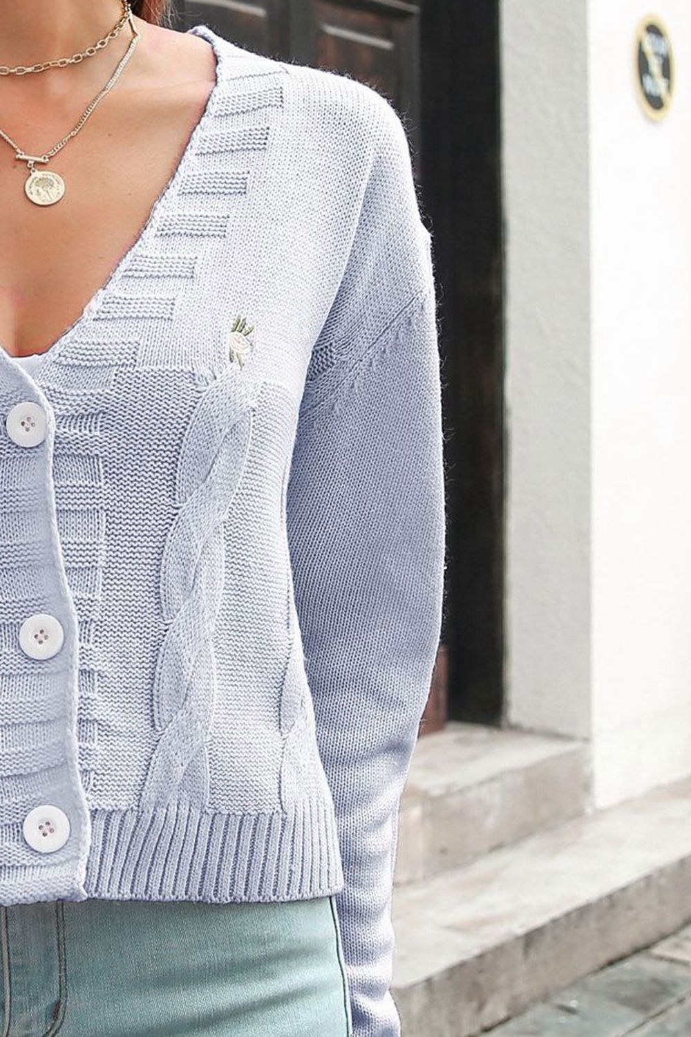 Cable-Knit Button Down Cardigan - The Goddess Galleries
