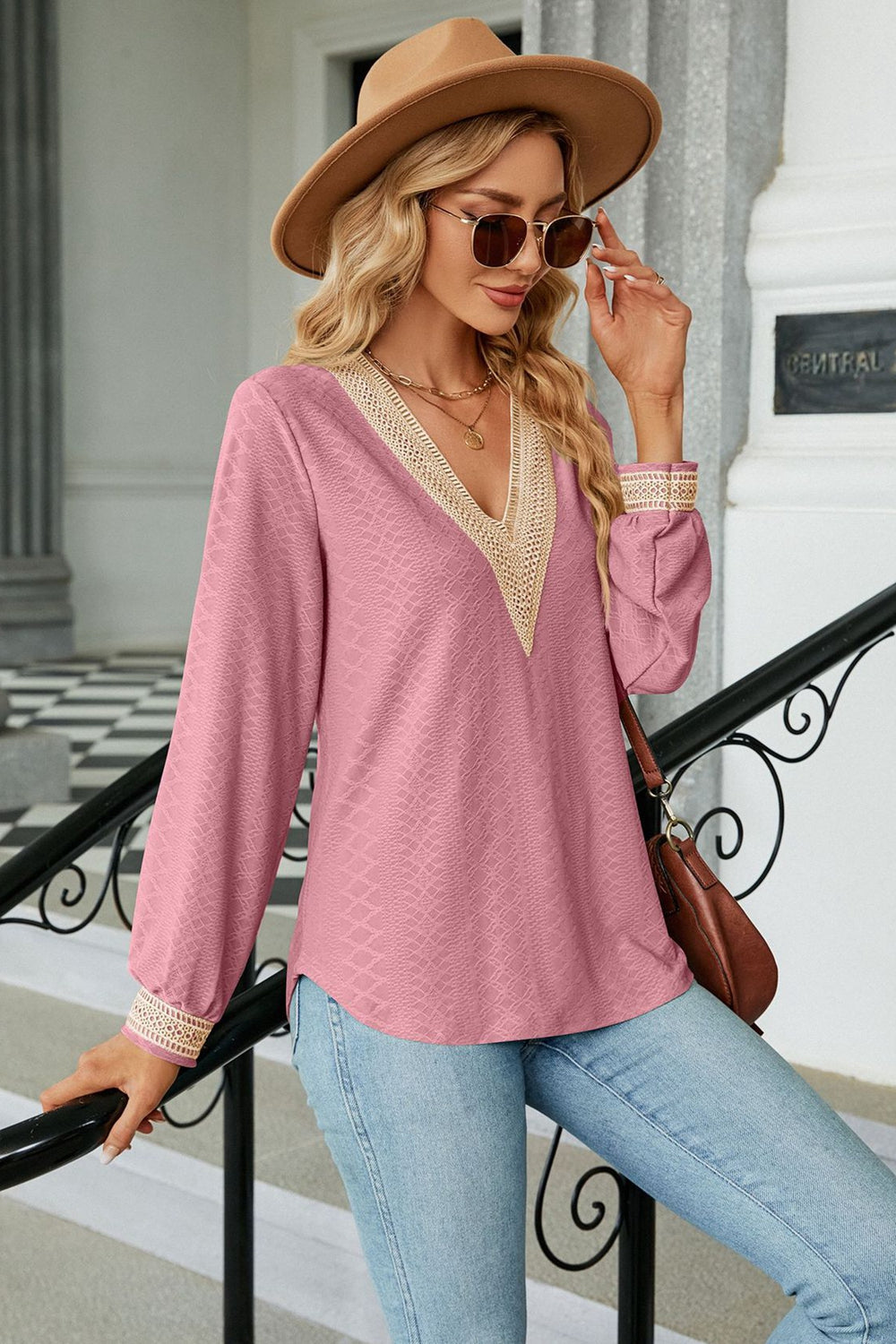 V-Neck Long Sleeve Blouse - The Goddess Galleries